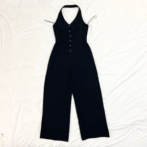 Aritzia Wilfred Black Halter Wide-Leg Jumpsuit | Size 2